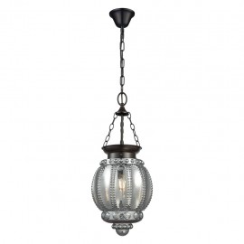 Domus-CHELSEA Lantern Pendant Black 240V - 1 X E27 - Grey / Opal / Clear